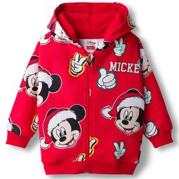 Babyhug Disney 100% Cotton Drop Shoulder Front Open Hooded Full Sleeves Sweatjacket With Mickey Mouse Print - Red-picture-41