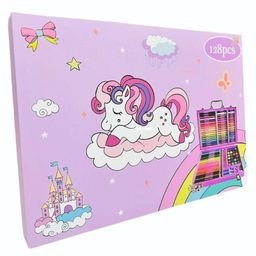 AKN TOYS 128 Pieces Art Set, Portable Drawing kit with Crayons, Oil Pastels, Colored Pencils, Watercolors case, Paper Art Supplies-PACK OF 1- ( COLOR AND DESIGN MAY VARY )-26