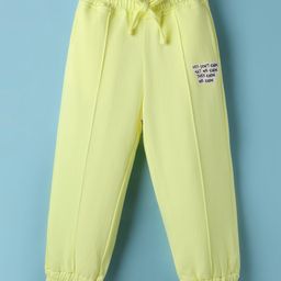 Olio Kids Looper Knit Full Length Track Pant with Text Print - Light Yellow-picture-35