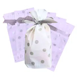 Birthday Popper Polka Dot Gift Bags with Ribbons Reusable Pouches Pouches for Return Gifts Cookies Candy Small Gifts Pack of 50 - Silver-picture-13