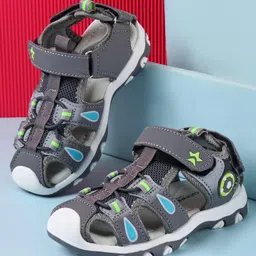 Cute Walk by Babyhug Velcro Closure Sandals with Football Applique - Grey-picture-47