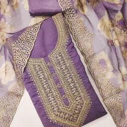 LeeliPeeri Designer Floral Embroidered Silk Zari Unstitched Dress Material-picture-31