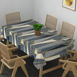 Arrabi Grey & White Printed 8-Seater Table Cover-49