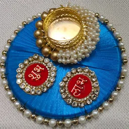 Sellplus Yellow & Blue Textured Tealight Holder-picture-15