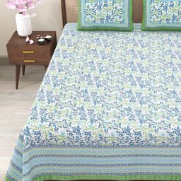 Myntra Elegant Homes Blue & White Printed 180 TC Cotton King Bedsheet Set 2.75 m x 2.25 m-picture-49