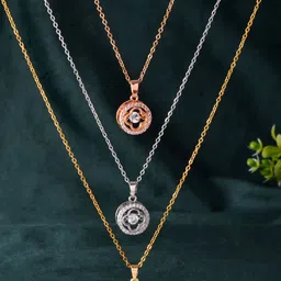 PASU FASHION Unisex Gold-Plated Stainless Steel Circular Pendants with Chains-19
