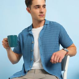 Dennis Lingo Men Cuban Collar Half Sleeves Flat Knit Shirt-image-16