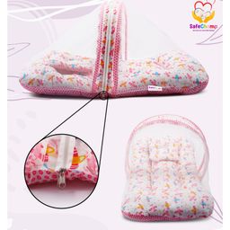 SafeChamp Lite Air Baby Feeding Pillow Bedding Set with Mosquito net and Sleeping Bag Combo - Pink image 5