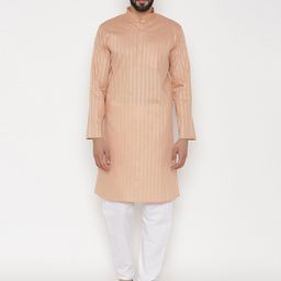 Wintage Men Orange Striped Kurta with Pyjamas-picture-16
