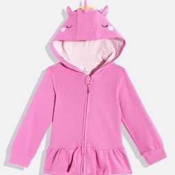 mothercare Girls Pink Solid Cotton Hooded Sweatshirt-52