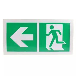 RS PRO 150x150 mm Vinyl Emergency Exit Left With Pictogram Only Non-Illuminated Emergency Sign 8134536-99