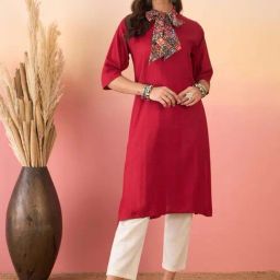 Inweave Maroon Straight Kurta-40