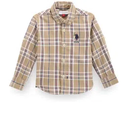 U.S. Polo Assn. Kids Beige Checks Full Sleeves Shirt-picture-29