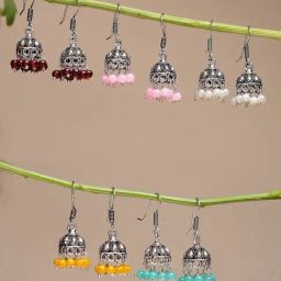 NVR Multi Oxidized Jhumki Earrings Set of 5-46