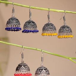 NVR Multi Oxidized Jhumki Earrings Set of 3-46