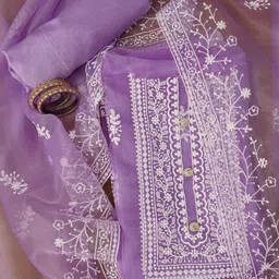 SHADOW & SAINING Embroidered Organza Unstitched Dress Material-picture-22