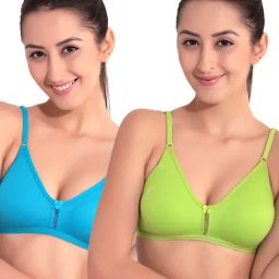 Floret Multicolor Non Wired Non Padded T-Shirt Bra (Pack Of 2)-image-88