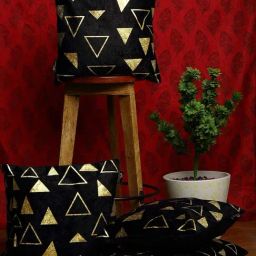 HOSTA HOMES Black & Gold Velvet Cushion Covers - Set of 5-picture-4