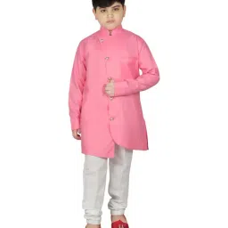 SG Yuvraj Kids Dark Peach Regular Fit Kurta Set-image-48