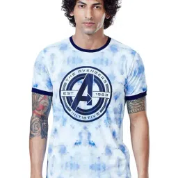 The Souled Store Blue & White Regular Fit Printed T-Shirt-image-19