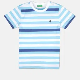 United Colors of Benetton Kids Blue & White Cotton Striped T-Shirt-picture-13