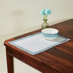 Fabindia Home Tuhina Printed Blue & Green 94 TC Cotton Placemats - Set of 6-26