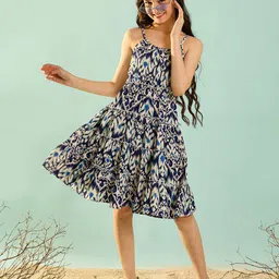 Cherry & Jerry Shoulder Straps Printed Fit and Flare Dress-image-73