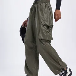 glitchez Women Street-Savvy Statement Relaxed Fit Cargo-Style Parachute Trousers-picture-22