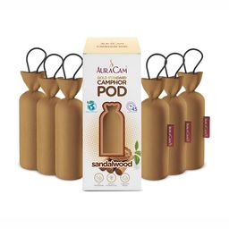AuraCam 6Pcs Brown Gold Standard Camphor Pod Cone Sandalwood Air Fresheners-50