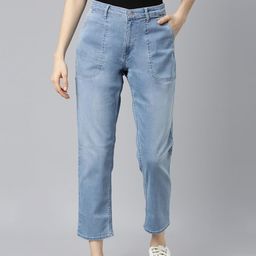Mast & Harbour Women Blue Boyfriend Fit Light Fade Stretchable Jeans-image-36