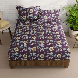 Bianca Envogue Purple Fabric 152 TC 120 GSM Double Size Bedsheet With 2 Pillow Covers-image-49