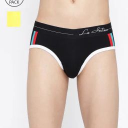 La Intimo Black & Yellow Comfort Fit Briefs - Pack Of 2-image-71