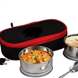 Orbit Softline 2 Containers Black Electric Lunch Box with Bag-image-4