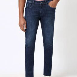 Peter England Navy Cotton Slim Fit Jeans-image-98