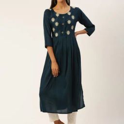 SHANVIKA Teal Embroidered Straight Kurta-image-92