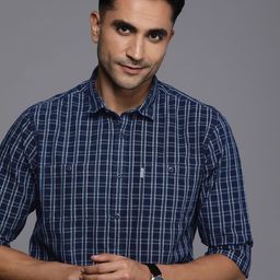 Louis Philippe Jeans Slim Fit Checked Pure Cotton Casual Shirt-image-91