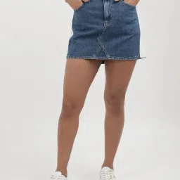 TOMMY HILFIGER Blue Cotton Mini Skirt-image-47