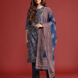 Anouk Printed Pure Cotton Kurta with Trousers & Dupatta-22