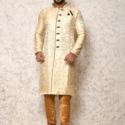 RANAK Men Regular Mandarin Collar Pure Silk Kurta with Churidar-picture-58