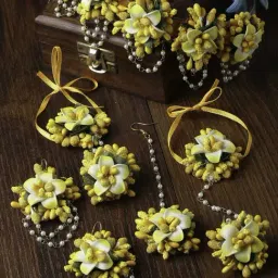 Zeneme Floral Beaded Haldi Mehendi Jewellery Set-image-48