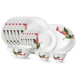Larah by Borosil Stargazer Fluted White Opalware 21 Pieces Dinner Set-12