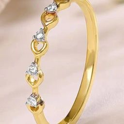 Mia by Tanishq Delicate Loop Gold & Diamond Finger Ring for Women-image-2