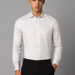 Louis Philippe White Regular Fit Striped Shirt-picture-9