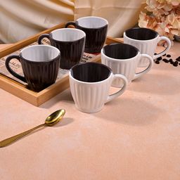 Storepedia White & Brown Solid Ceramic Matte Cups Set of Cups and Mugs-47