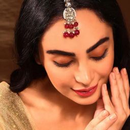 Priyaasi Maroon Floral Kundan Studded Maang Tikka-12