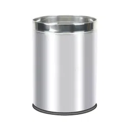 MOFNA Silver Stainless Steel Solid Open Top Dustbin 8x12 Inch, MSS202-image-3