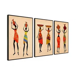 999Store Multicolor Canvas Wall Painting Panel With Fibre Frame - Set of 3 image 3
