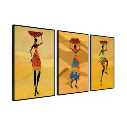 999Store Multicolor Canvas Wall Painting Panel With Fibre Frame - Set of 3 image 3