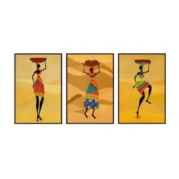 999Store Multicolor Canvas Wall Painting Panel With Fibre Frame - Set of 3 image 2