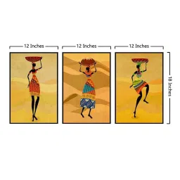 999Store Multicolor Canvas Wall Painting Panel With Fibre Frame - Set of 3 image 5